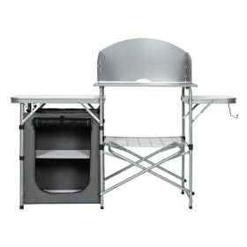 Foldable Outdoor BBQ Portable Grilling Table with Windscreen Bag